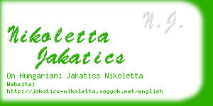 nikoletta jakatics business card